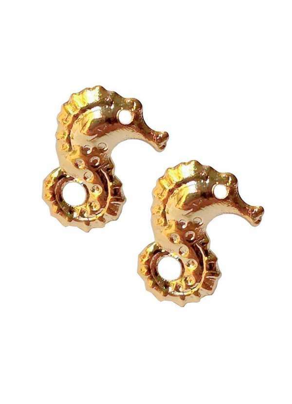 New Port - Brinco Banhado a Ouro 18k Feminino Cavalo Marinho Dourado Unica