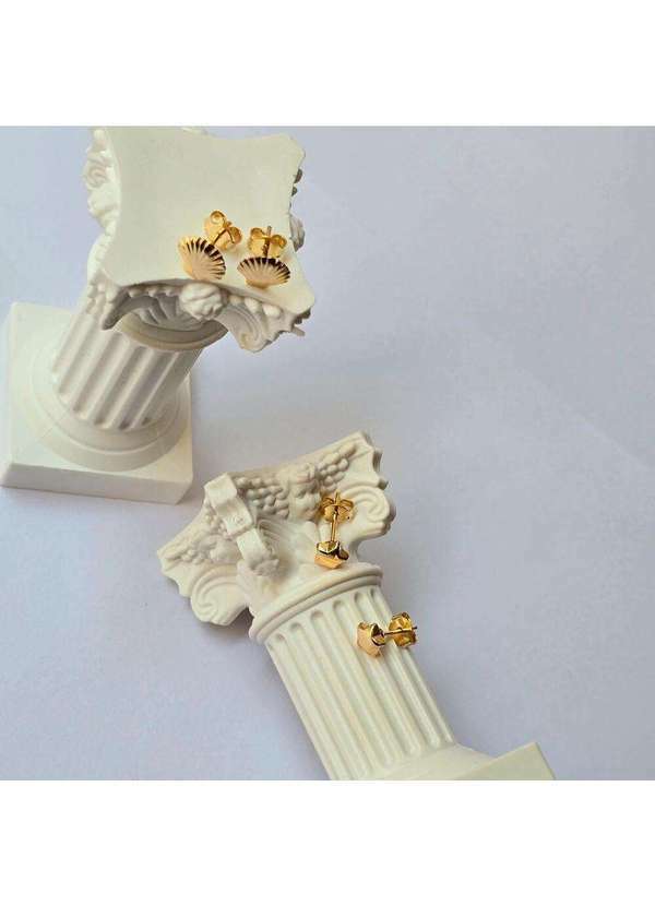 New Port - Kit Brinco Feminino Estrela e Concha Banhado a Ouro Dourado Unica 4