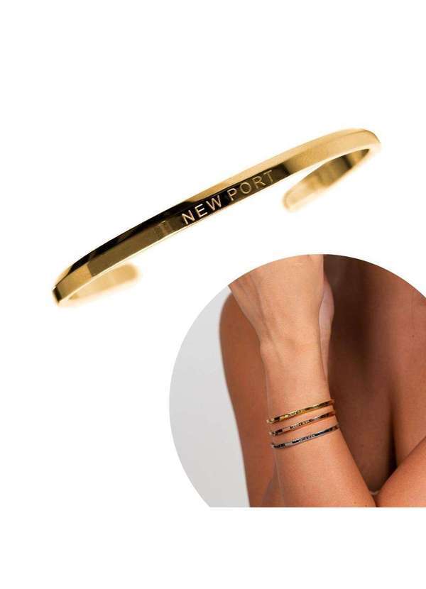 New Port - Bracelete Ajustável Feminino Dourado New Port Unica