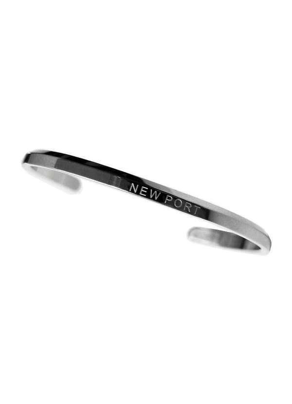 New Port - Bracelete Feminino Ajustável Pulseira Aço Prateado Minimalista Unica