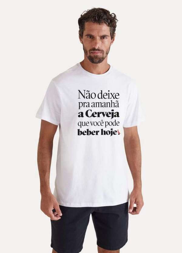 Camiseta Cerveja Pode Beber Hoje Reserva Branco - Reserva