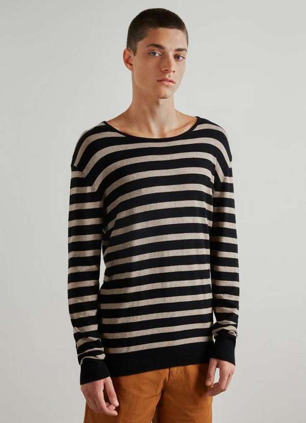 Reserva - Sueter Imp Listra Visco Inv 19 Reserva Marrom