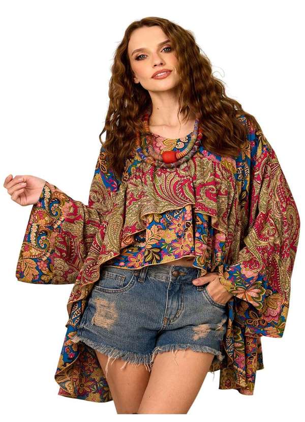 Yacamim - Bata Ampla Alongada Bordô Patchwork Yacamim B5 Patchwork