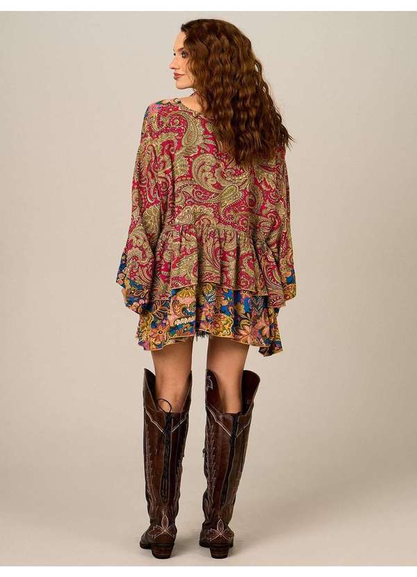 Yacamim - Bata Ampla Alongada Bordô Patchwork Yacamim B5 Patchwork 3