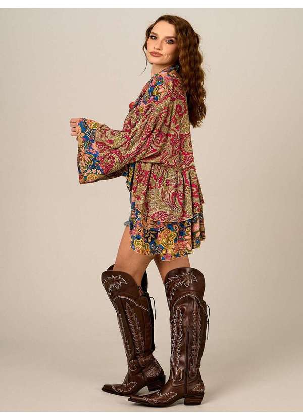 Yacamim - Bata Ampla Alongada Bordô Patchwork Yacamim B5 Patchwork 4