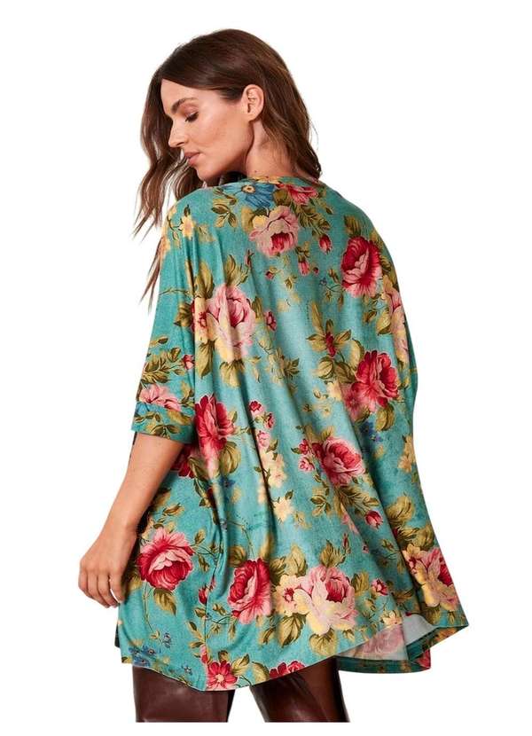 Yacamim - Bata Ampla Alongada Verde Estampa Onça com Pedrinhas Yacamim B3 Estampado 2