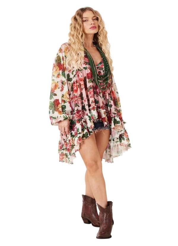 Yacamim - Bata Ampla de Tule Alongada Rosa Patchwork Yacamim B12 Paris Patchwork 2