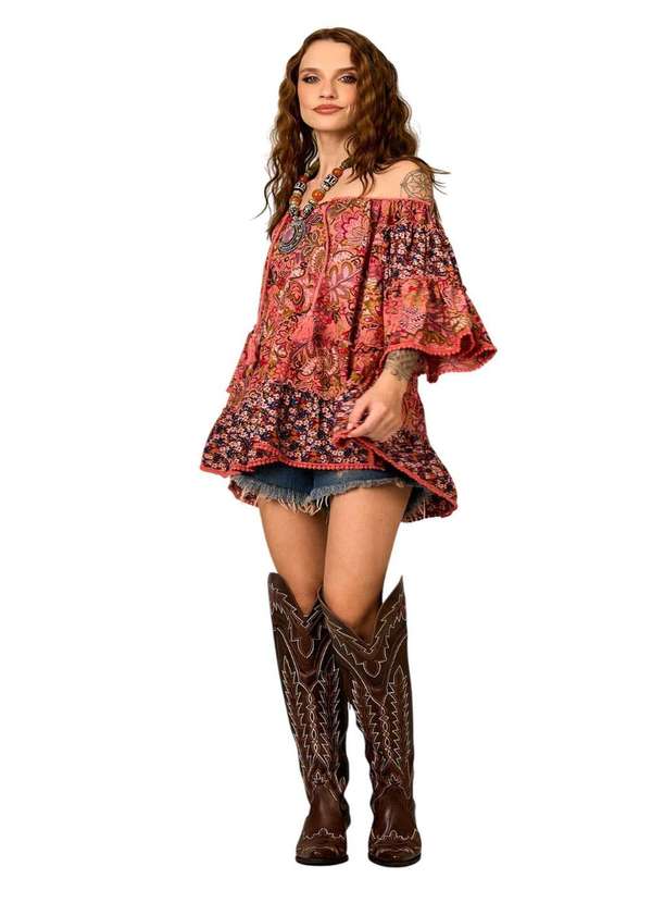 Yacamim - Bata Ampla Rosa Estampado Patchwork Yacamim B25 Patchwork 3