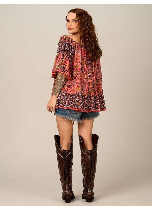 Yacamim - Bata Ampla Rosa Estampado Patchwork Yacamim B25 Patchwork 4