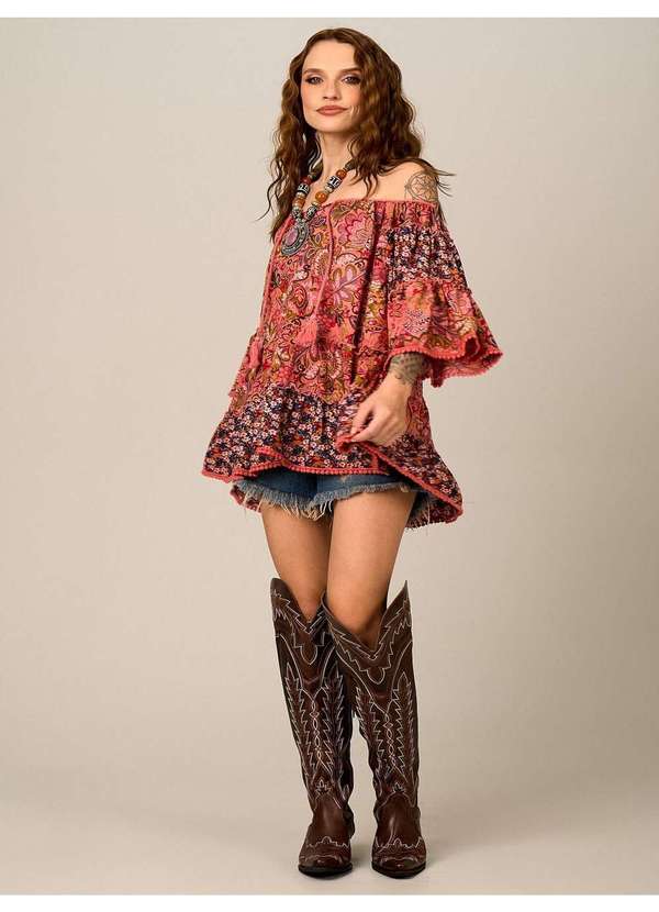 Yacamim - Bata Ampla Rosa Estampado Patchwork Yacamim B25 Patchwork 5