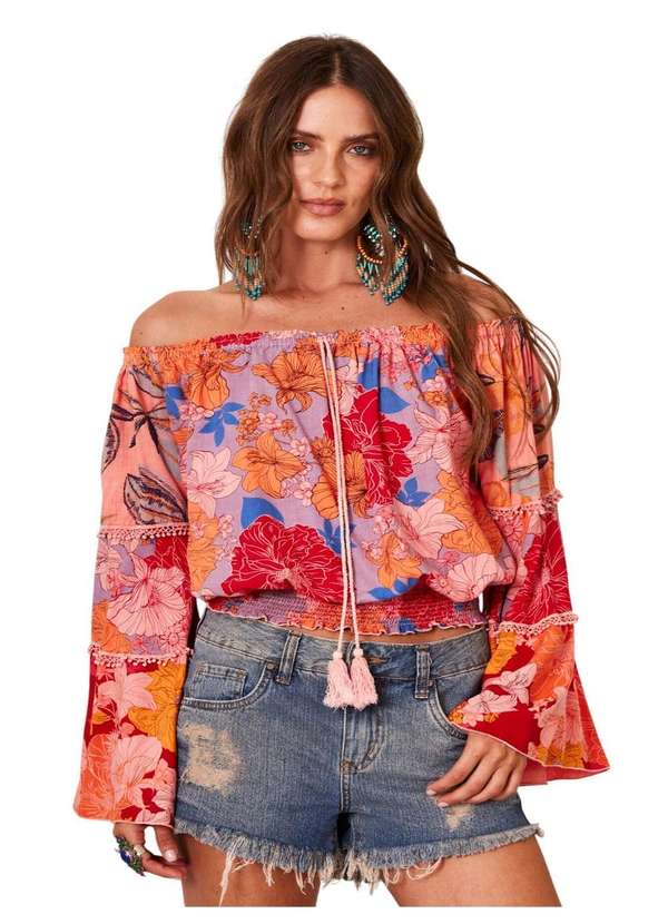 Yacamim - Bata Ciganinha com Mangas Flare Rosa Patchwork Yacamim B8 Patchwork