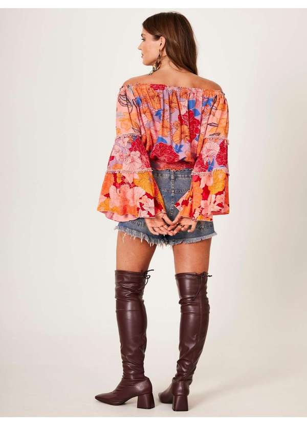 Yacamim - Bata Ciganinha com Mangas Flare Rosa Patchwork Yacamim B8 Patchwork 3