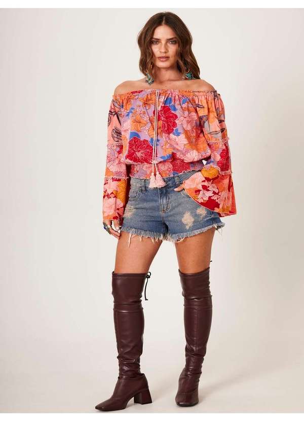 Yacamim - Bata Ciganinha com Mangas Flare Rosa Patchwork Yacamim B8 Patchwork 4