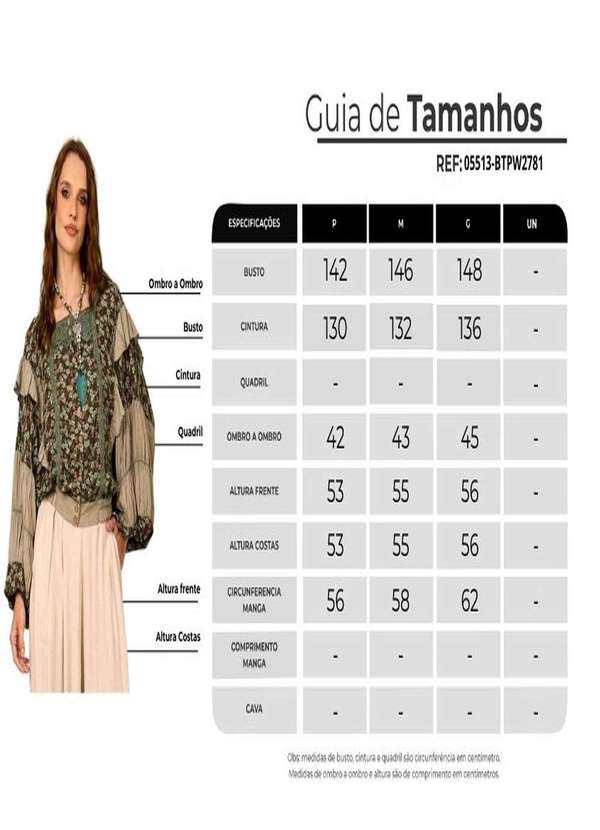 Yacamim - Bata com Mangas Longas Bufantes Verde Estampado Patchwork Patchwork 6