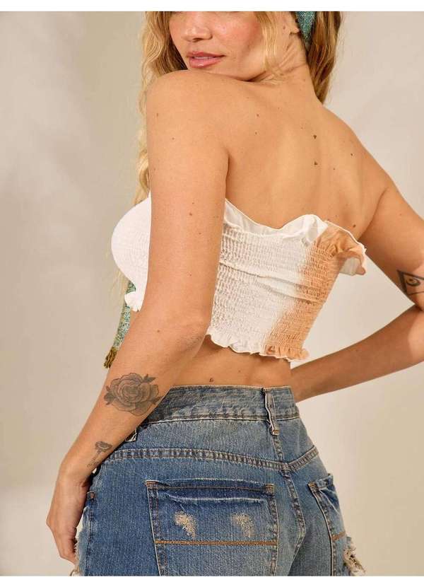 Yacamim - Top de Lastex com Babadinhos Branco Tie Dye Yacamim F11 Tie Dye Digital 2