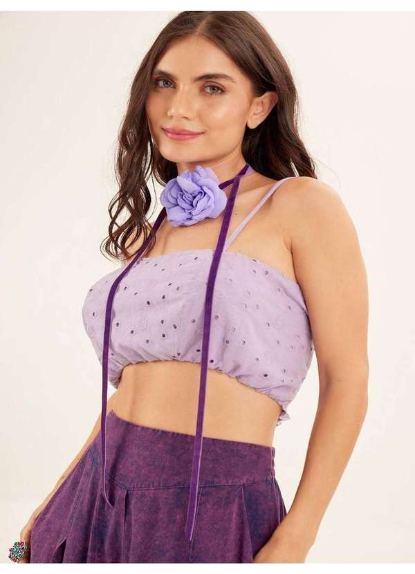 Yacamim - Top Faixa de Guipure Lilás Yacamim Roxo