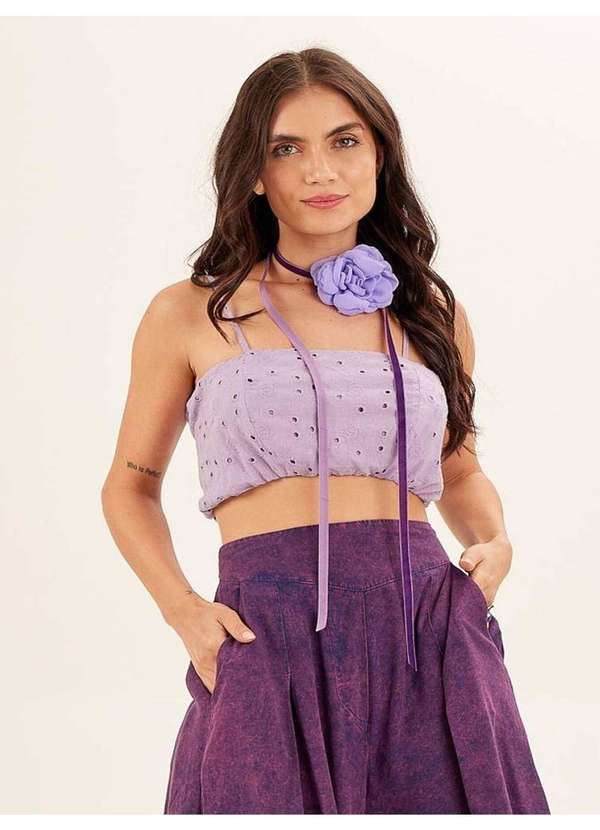 Yacamim - Top Faixa de Guipure Lilás Yacamim Roxo 3
