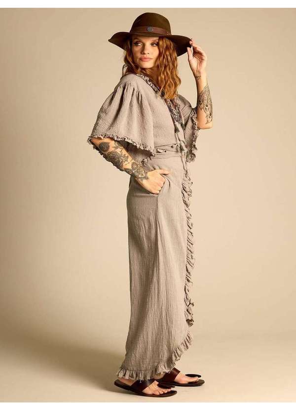 Yacamim - Calça de Cintura Alta com Babadinhos em Tom de Verde Yacamim A9 Verde 3