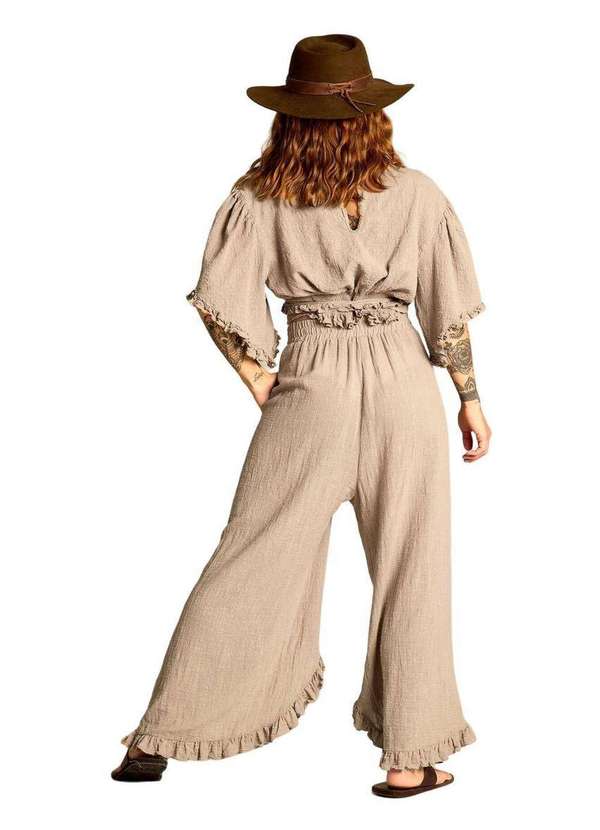 Yacamim - Calça de Cintura Alta com Babadinhos em Tom de Verde Yacamim A9 Verde 5