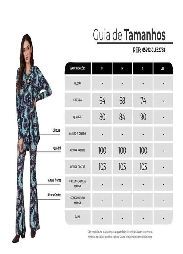 Yacamim - Calça Flare com Bolsos Azul Estampa Cashmere Yacamim A15 Azul 5