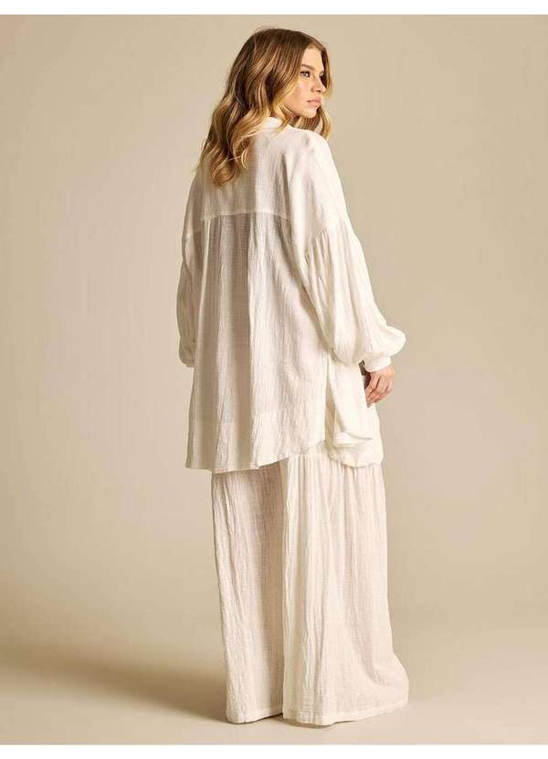 Yacamim - Calça Pantalona com Elástico no Cós Branco Yacamim A9 Branco 2