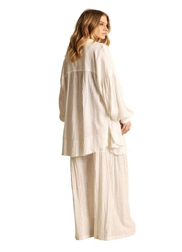 Yacamim - Calça Pantalona com Elástico no Cós Branco Yacamim A9 Branco 5