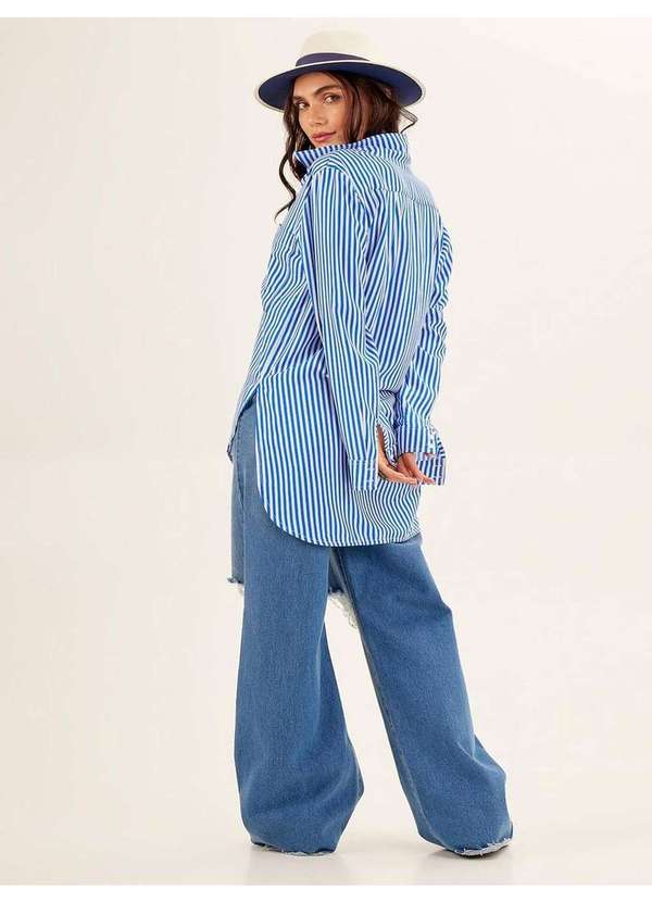 Yacamim - Calça Pantalona Jeans de Cintura Alta Azul Yacamim G10 Azul Jeans 2