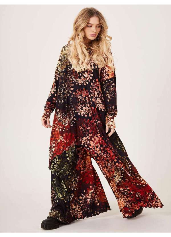 Yacamim - Calça Pantalona Estampa Digital de Batik Yacamim I10 Batik