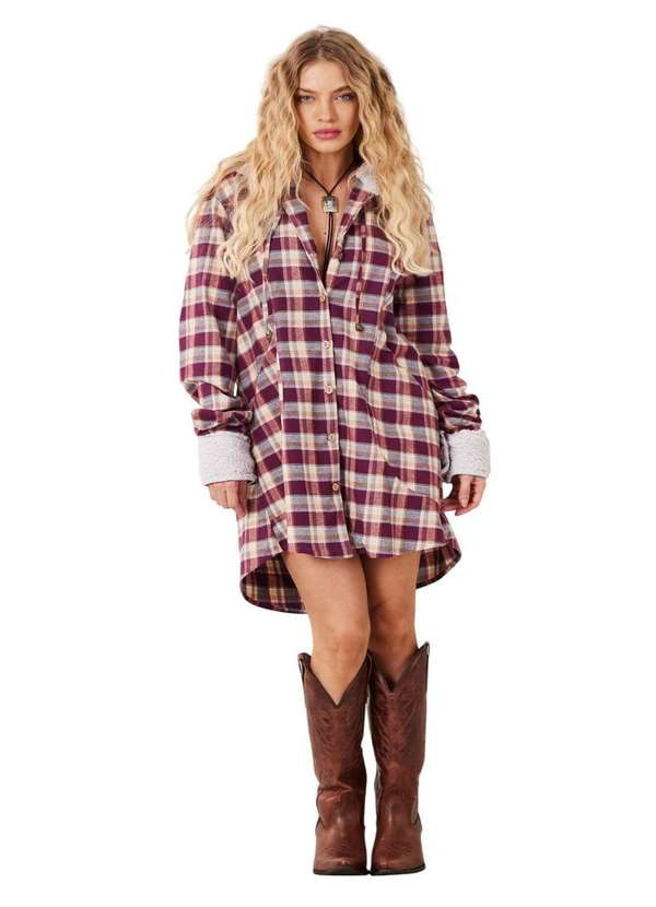 Yacamim - Casaco com Capuz Xadrez com Bordado Love Yacamim K6 Xadrez