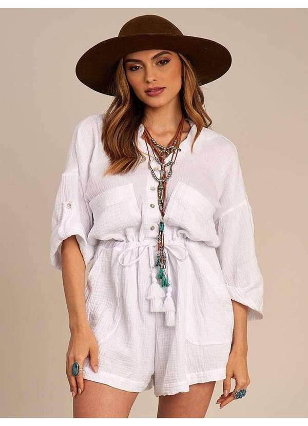 Yacamim - Macaquinho com Mangas 3/8 Branco Yacamim O8 Branco