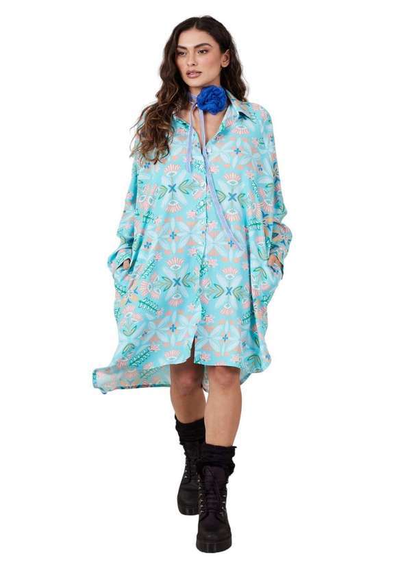 Yacamim - Chemise Amplo Azul Bebê Yacamim Estampado L7 Estampado