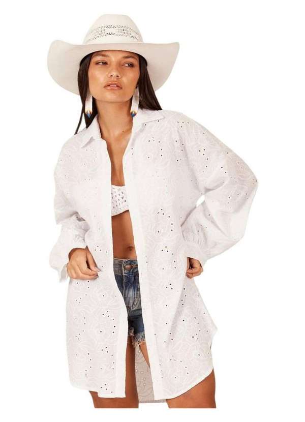 Yacamim - Chemise Clássica Broderie Branco Yacamim M8 Branco