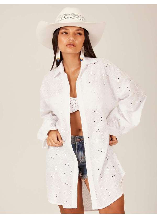 Yacamim - Chemise Clássica Broderie Branco Yacamim M8 Branco 7