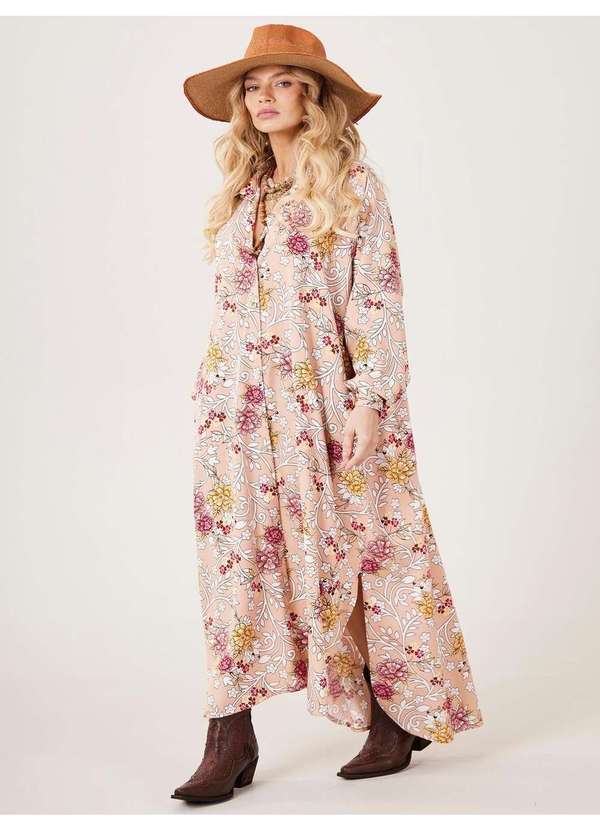 Yacamim - Chemise Longo Amplo Rosé Estampado Yacamim P8 Estampado 4