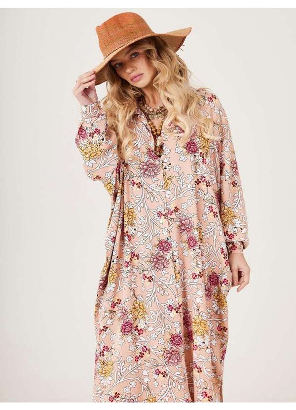 Yacamim - Chemise Longo Amplo Rosé Estampado Yacamim P8 Estampado 5