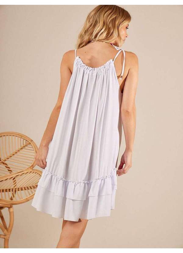 Yacamim - Vestido Curto com Decote Cortininha Branco Yacamim C9 Branco 2