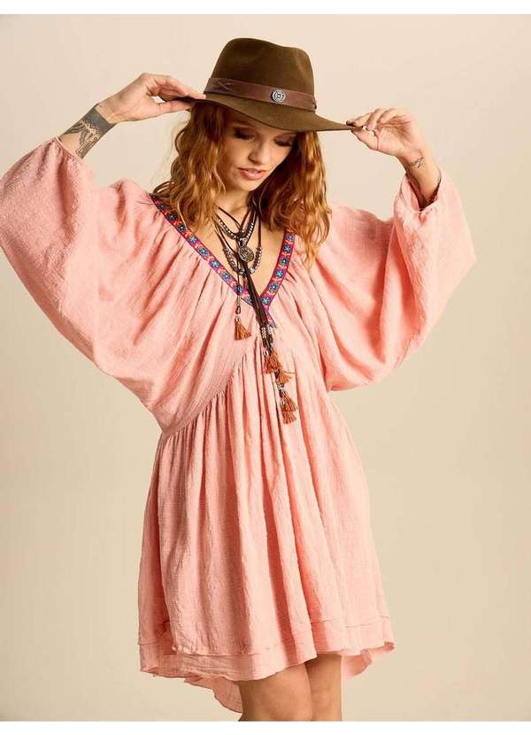 Yacamim - Vestido Curto Decote V Franzido Rosé Yacamim E19 Rose 4