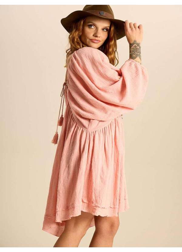 Yacamim - Vestido Curto Decote V Franzido Rosé Yacamim E19 Rose 5