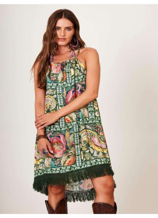 Yacamim - Vestido Curto Mullet Verde Estampa Geométrica Yacamim C8 Verde 3
