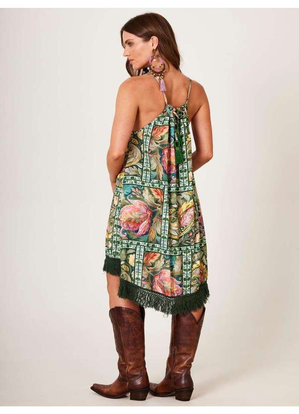 Yacamim - Vestido Curto Mullet Verde Estampa Geométrica Yacamim C8 Verde 5
