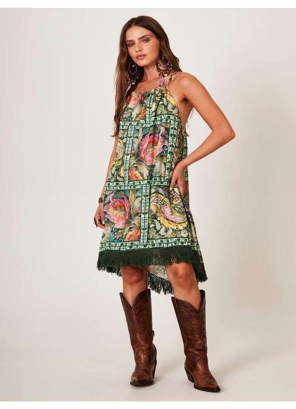 Yacamim - Vestido Curto Mullet Verde Estampa Geométrica Yacamim C8 Verde 6