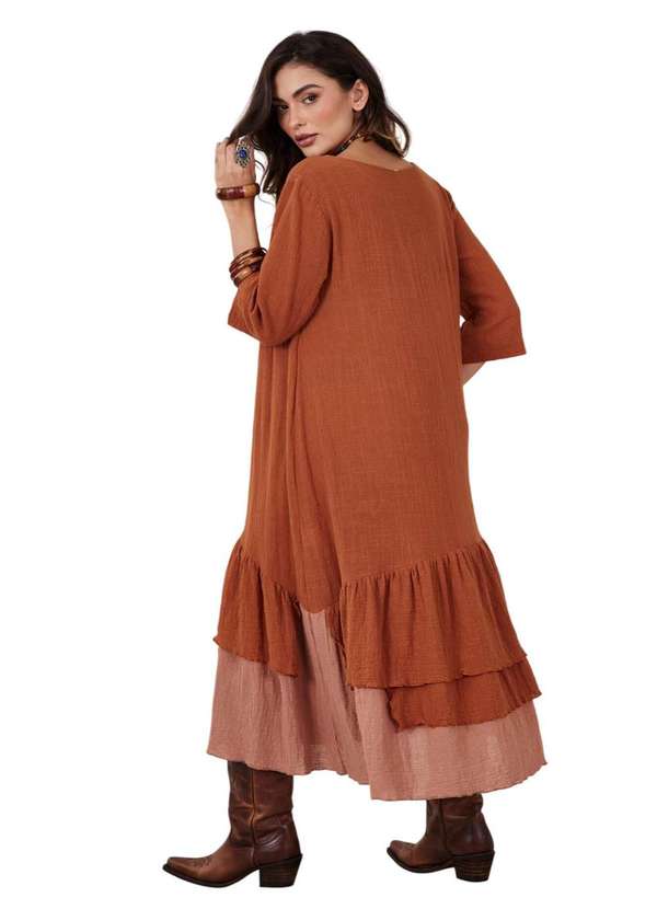 Yacamim - Vestido Midi Caramelo Escuro Yacamim C26 Marrom 2