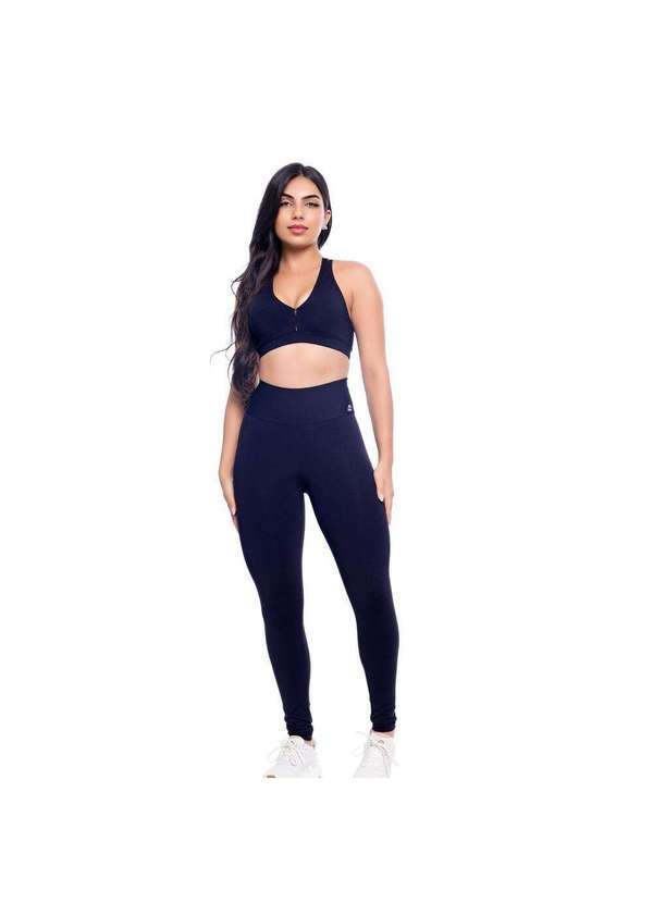 Hype Modas - Conjunto Feminino Academia Calça e Top com Bojo Modela Cintura Preto