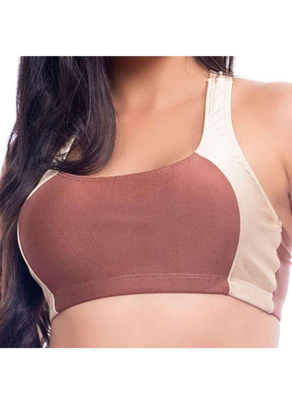 Hype Modas - Conjunto Feminino Academia Fitness Recorte Bicolor com Bojo Cappuccino 3