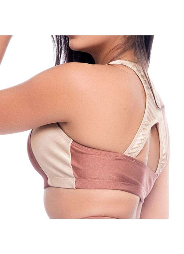 Hype Modas - Conjunto Feminino Academia Fitness Recorte Bicolor com Bojo Cappuccino 4