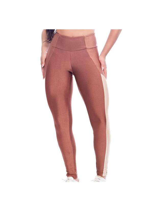 Hype Modas - Conjunto Feminino Academia Fitness Recorte Bicolor com Bojo Cappuccino 5