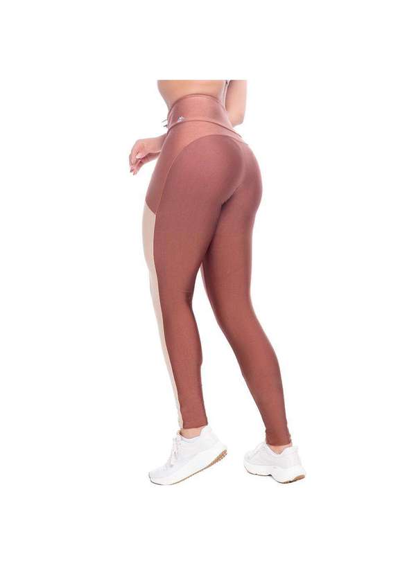 Hype Modas - Conjunto Feminino Academia Fitness Recorte Bicolor com Bojo Cappuccino 6