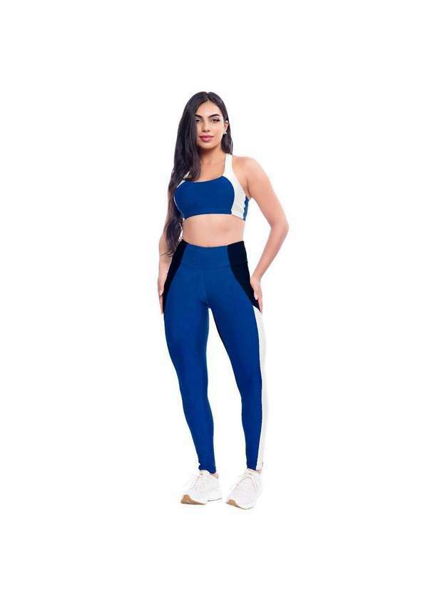 Hype Modas - Conjunto Feminino Academia Fitness Recorte Bicolor com Bojo Royal