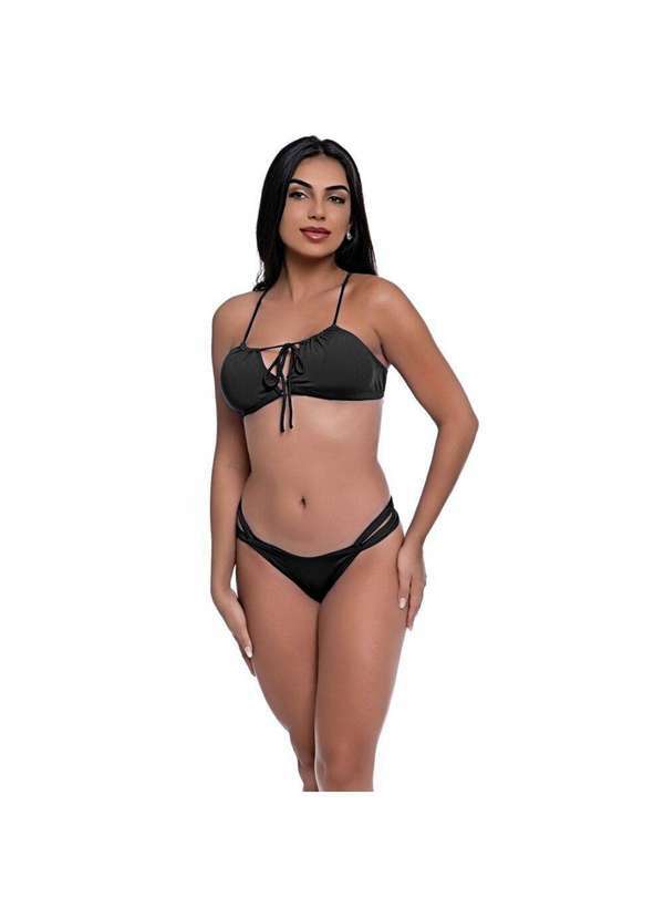 Hype Modas - Biquini Feminino Alcinha Bojo Removível Calcinha Asa Delta Biquíni Preto