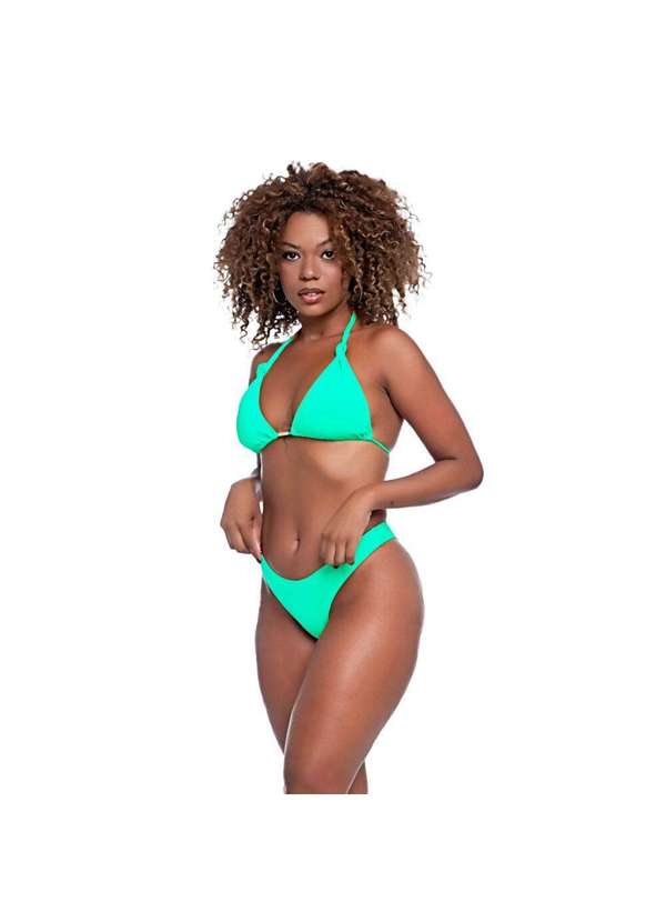 Hype Modas - Biquíni Feminino Cortininha Liso Asa Delta com Bojo de Nó Biquíni Verde Água
